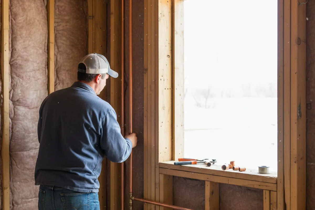 Licensed plumber running new copper supply lines in a Lowmansville home