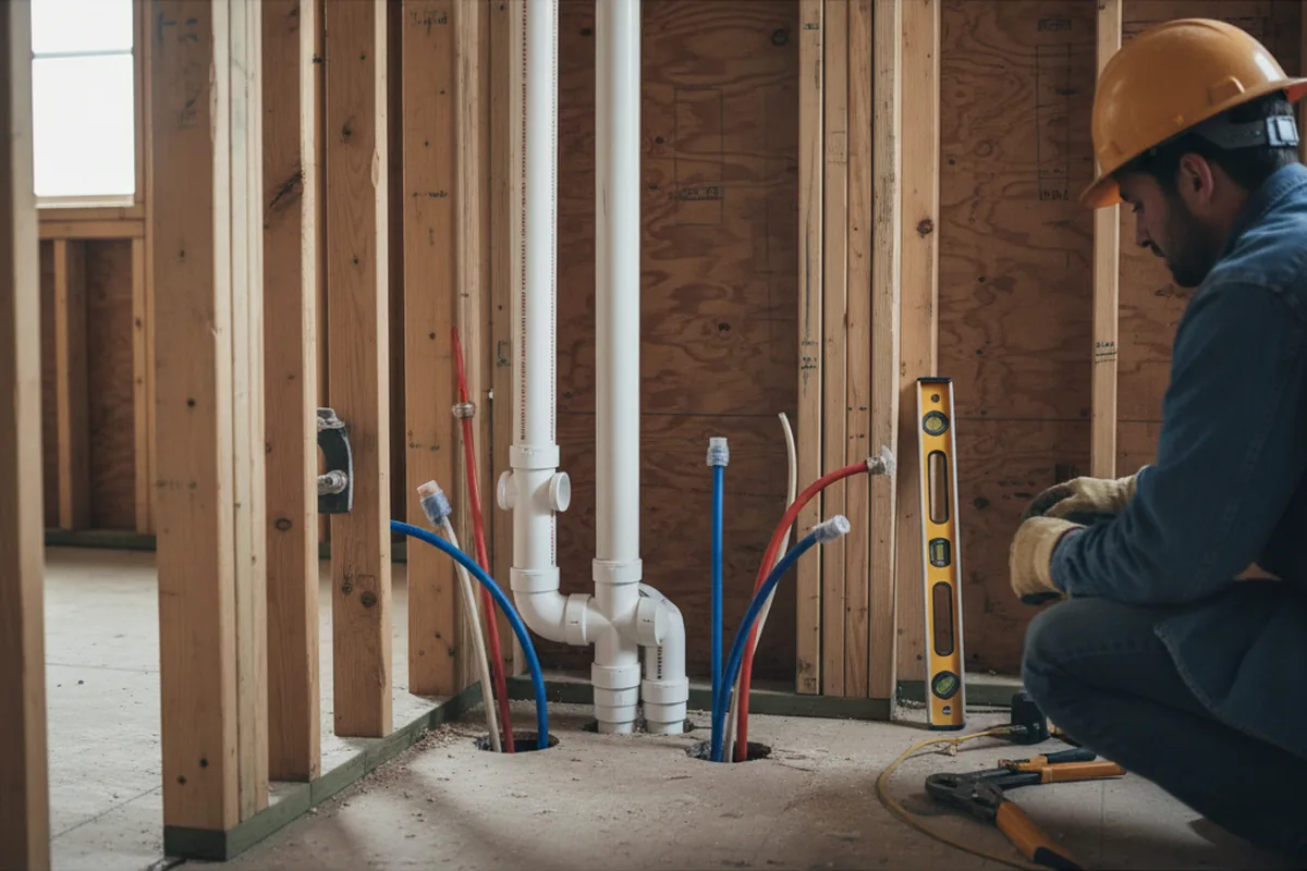 Drain and supply rough-in during Drain Cleaning in Lowmansville