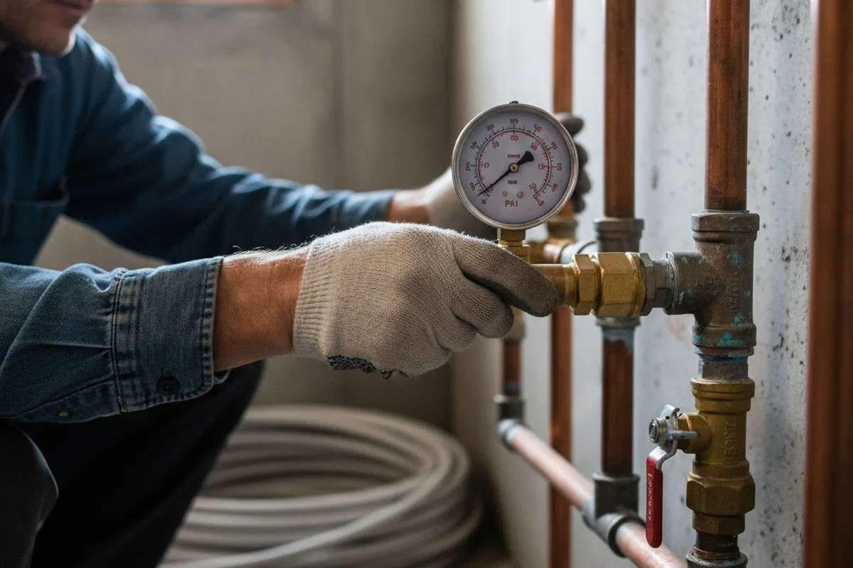 Pressure testing a repaired line during Water Line Repair in Lowmansville
